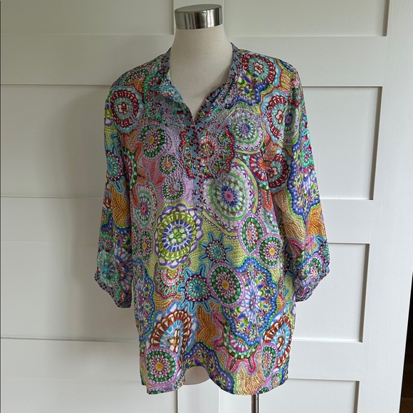 JOHNNY WAS- silk floral LEENA tunic top - Picture 4 of 11